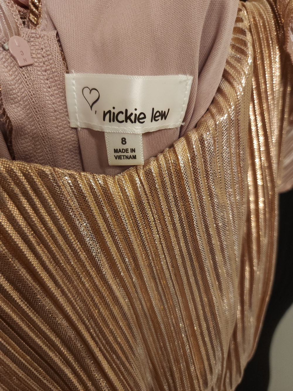 Metallic Gold Pleated Ruffle Dress - Picture 6 of 6